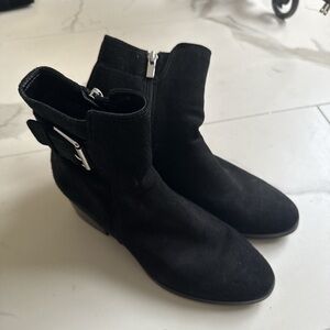 Via Spiga Black Ankle Booties with Silver Accents